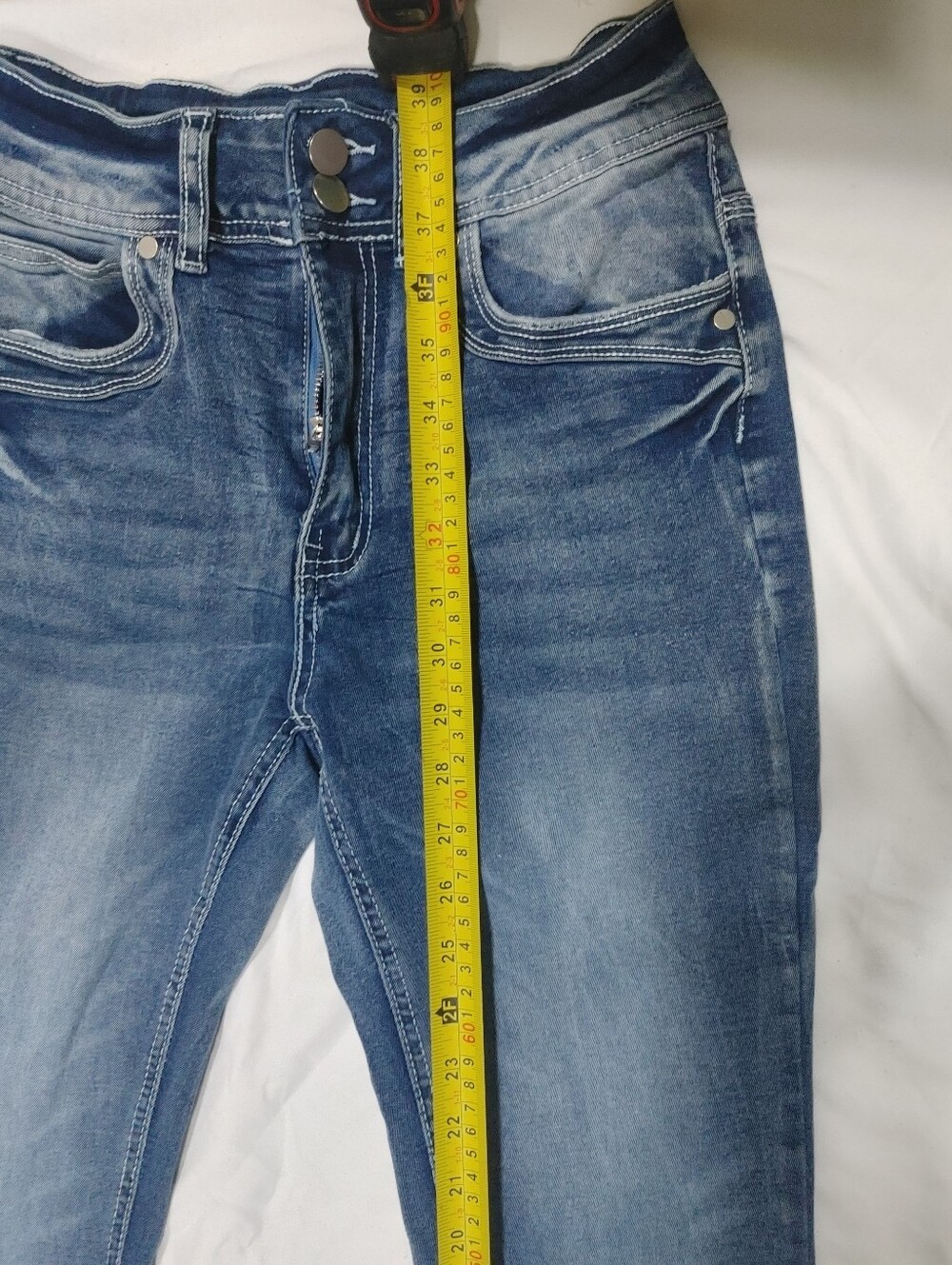 Dark Blue High-Waist Flare Jeans - Women's - Picture 8 of 14